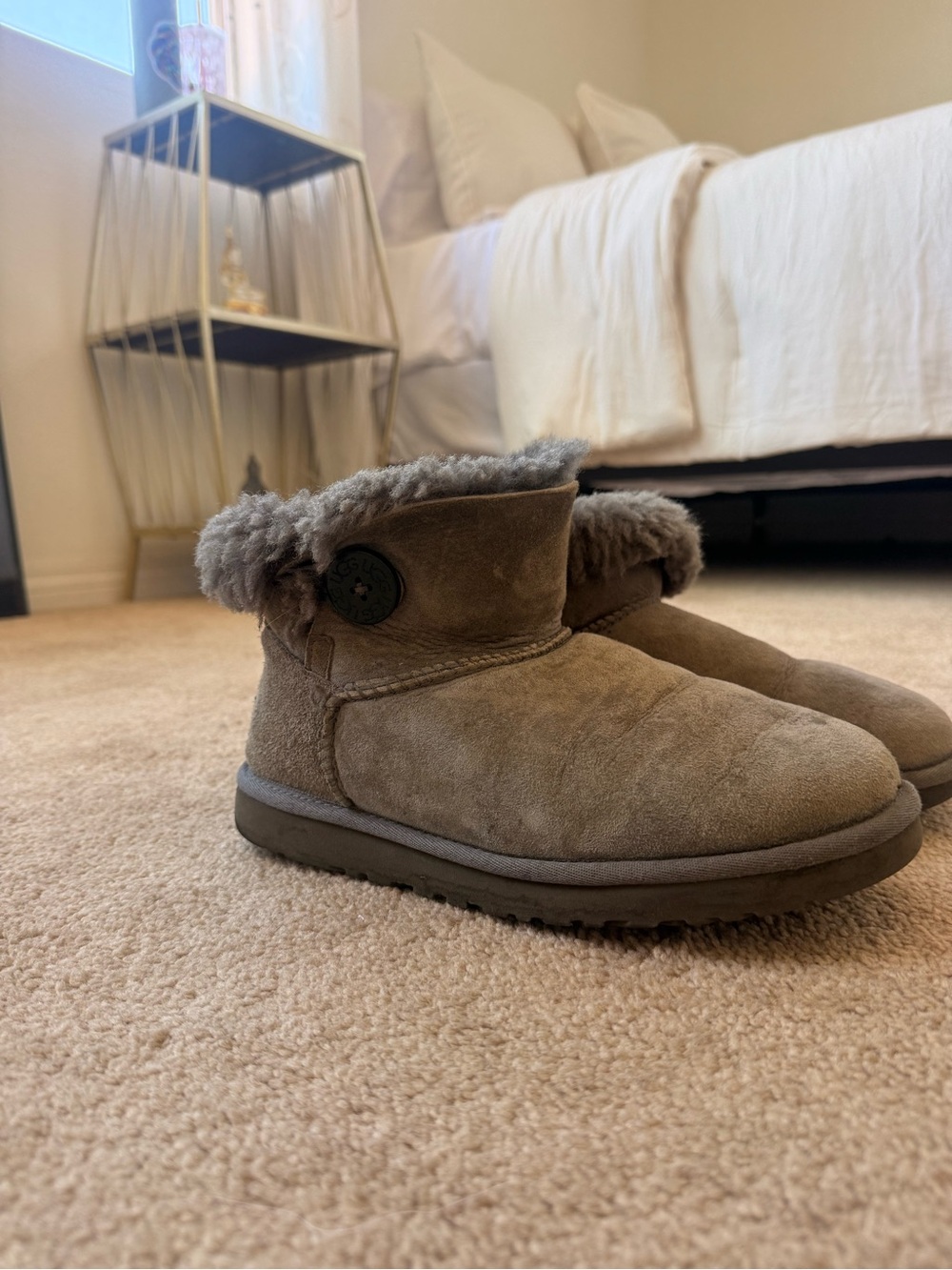 UGG Women's Short Button Suede Booties - Taupe